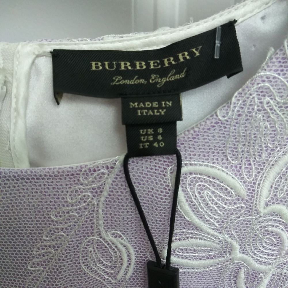 NWT Sz 6 Burberry White Lace and Lavender Dress - Picture 9 of 16